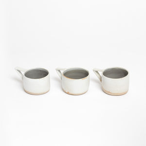 Claymen ceramic broad cup tri handle