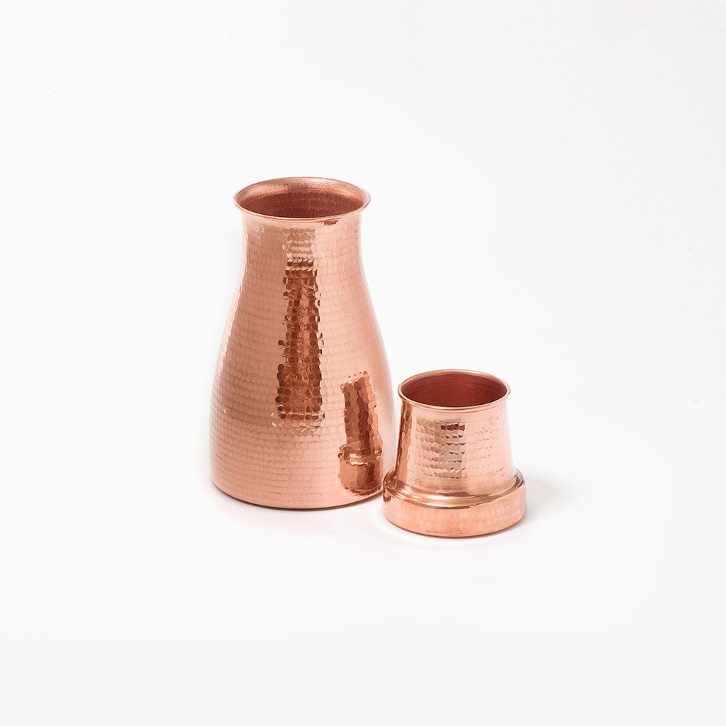 Copper water carafe and tumbler handmade by Coppre