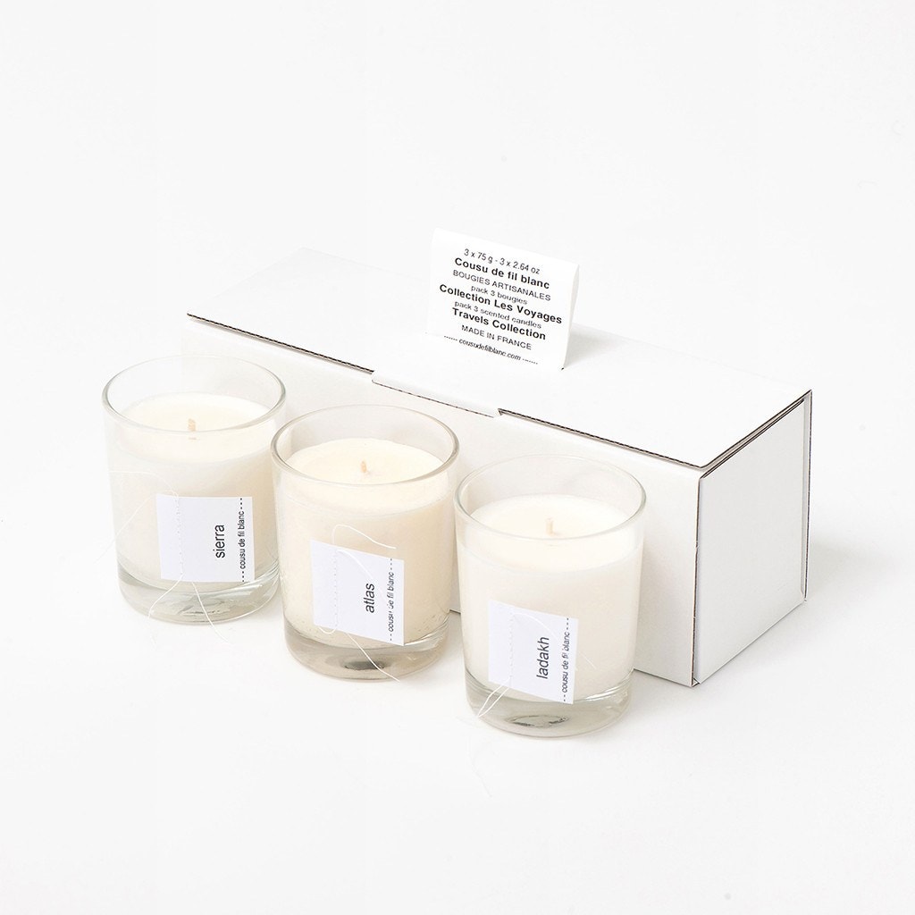 soy candle gift set cousu de fil blanc the travels les fleurs